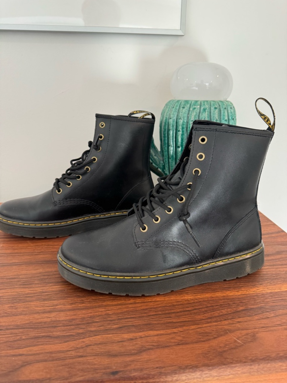 Dr Doc Martens Black Lace-Up Leather Combat Boots new 10 men’s ZAVALA